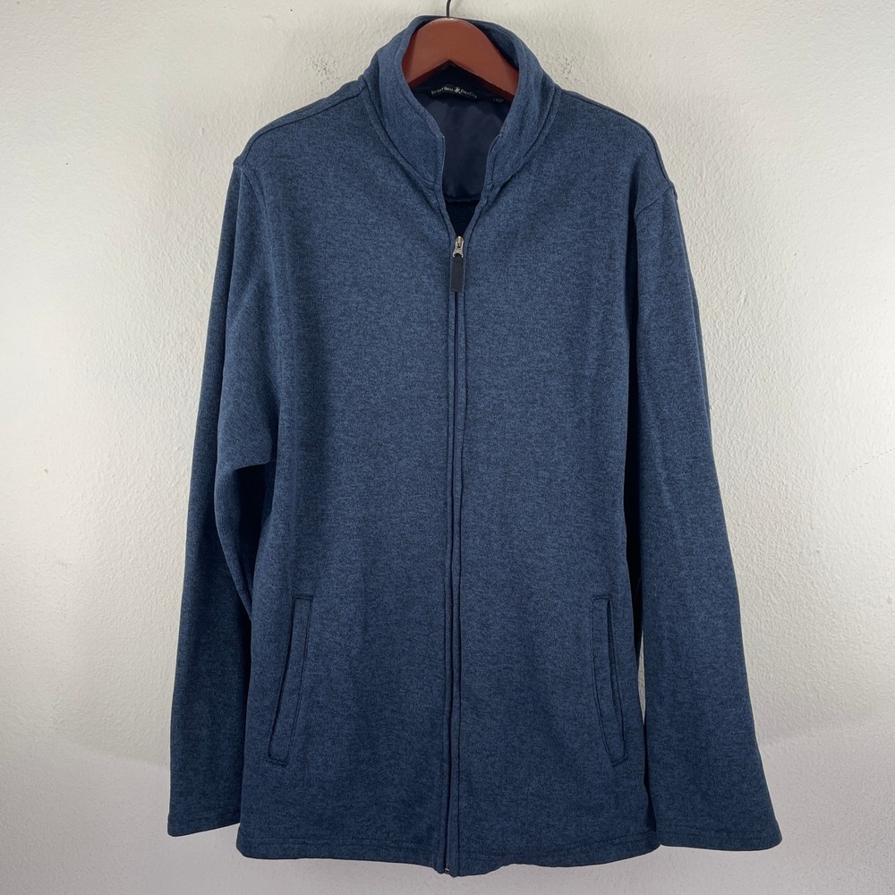 3XLT Tall Beverly Hills Polo Club Mens Fleece Jacket Full Zip Heather Navy Blue